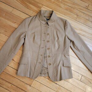 Jacob Tan Beige Blazer Jacket 0/8 Button Tab Waist Double‎ Breasted Classic